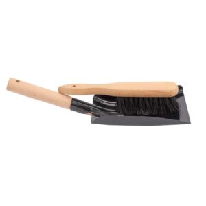 Aboniris Coal Shovel and Hearth Brush Set Made of Natural Wood and Coco Bristles, Hearth Tidy Set, Fireplace Shovel and Brush, Fireplace Tool Set, Metal Brush Pan Set, Fireplace Tools, Firepit Tools