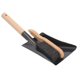 Aboniris Coal Shovel and Hearth Brush Set Made of Natural Wood and Coco Bristles, Hearth Tidy Set, Fireplace Shovel and Brush, Fireplace Tool Set, Metal Brush Pan Set, Fireplace Tools, Firepit Tools