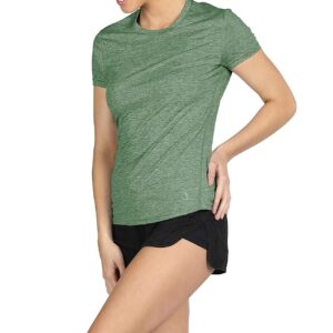 icyzone Workout Running Tshirts for Women - Fitness Athletic Yoga Tops Exercise Gym Shirts (Pack of 3) (S, Charcoal/Burgundy/Turf Green)