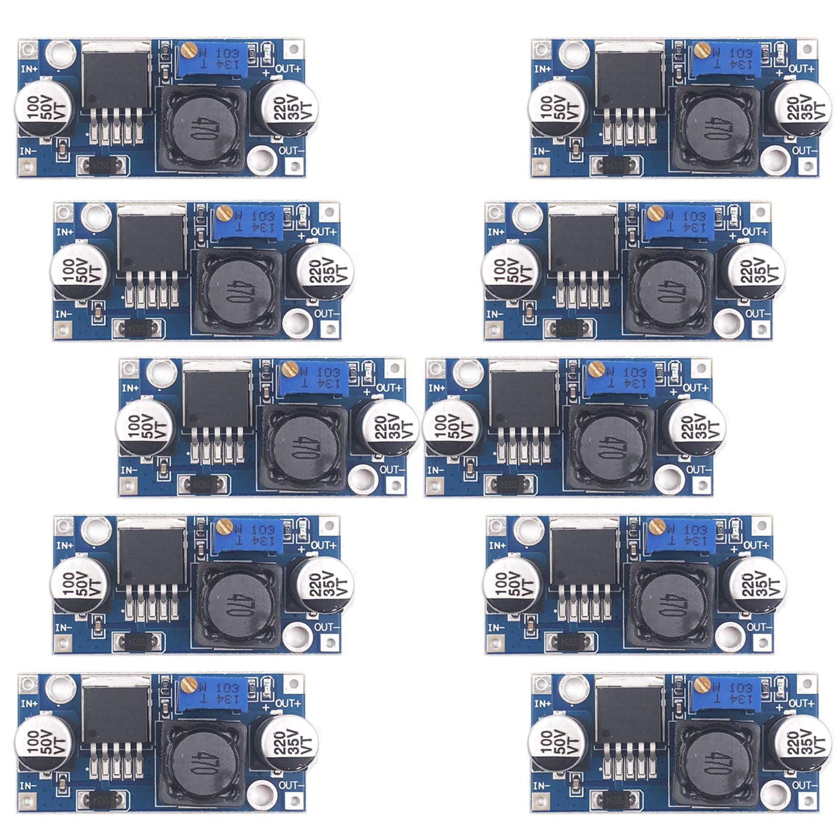 BULVACK 10 Pack LM2596 DC-DC Buck Converter Step Down Module Power Supply DIP Output 1.25V-30V 3A