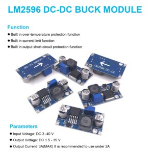 BULVACK 10 Pack LM2596 DC-DC Buck Converter Step Down Module Power Supply DIP Output 1.25V-30V 3A