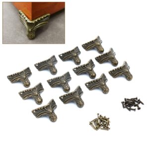 anmeilexst 12 pcs vintage bronze foot wooden box, gift box, jewelry box leg foot corner protector (contains bronze screws)