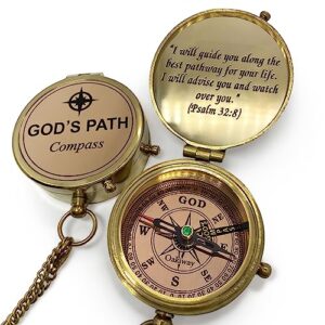 God's Path Compass - Religious Gifts for Men, Baptism Gift for Teenage Boys, Christian, Catholic, Communion, Confirmation, Graduation, Sentimental & Inspirational Present - Greeting Card Included