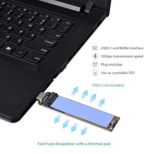 JESOT NVMe to USB Adapter, M.2 SSD Portable Converter, PCIe Based M Key Hard Drive Reader, 10 Gbps USB 3.1 Gen 2 Bridge Chip, Hot Swap, Windows, MAC OS