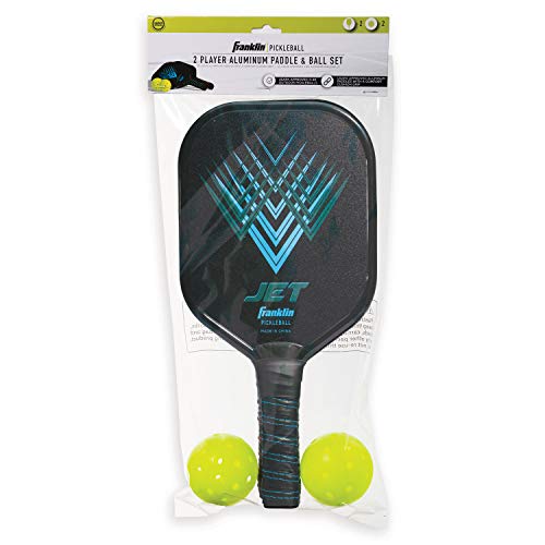 Franklin Sports Pickleball Paddles + Balls Starter Set - 2 Player Pickleball Rackets + Pickleballs - (2) Jet Aluminum Pickleball Paddles + (2) X-40 Pickleballs - USA Pickleball (USAPA) Approved