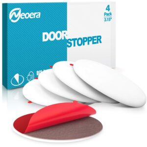 neoera door stopper wall protector (4pack) 3.15"larger rubber door handle bumper, wall protectors with premium self adhesive sticker for protecting wall (white)