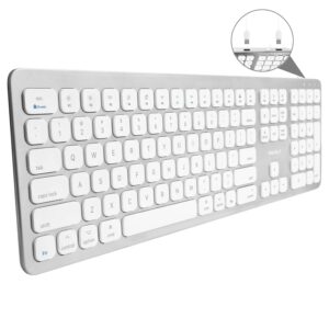 macally wired keyboard for mac - compatible apple keyboard with usb ports for mouse - full-size mac keyboard with number pad - plug & play keyboard for macbook pro/air, imac - aluminum frame