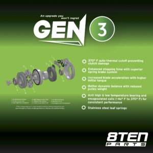 8TEN Gen 3 Electric PTO Clutch for John Deere Warner Z425 Z445 AM141536 AM134397 AM136787 5219-62 5219-87 5219-127
