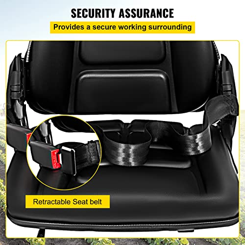 Bestauto Universal Adjustable Forklift Seat with Safety Belt, Full Suspension Seat Replacement for Heavy Mechanical Seat