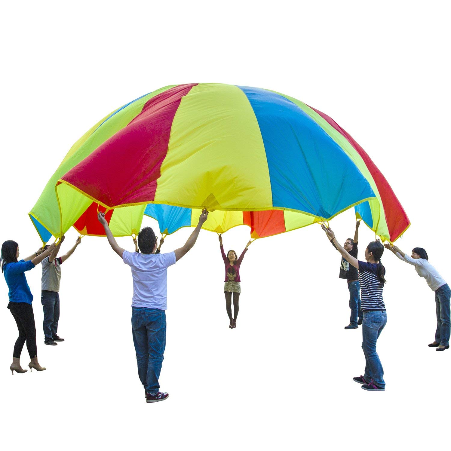 Sonyabecca Parachute, Play Parachute 16ft with 12 Handles for Kids Cooperation Group Play