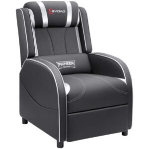 Devoko Massage Gaming Recliner Chair PU Leather Home Theater Seating Single Modern Living Room Sofa Recliners (Silver)