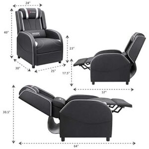 Devoko Massage Gaming Recliner Chair PU Leather Home Theater Seating Single Modern Living Room Sofa Recliners (Silver)