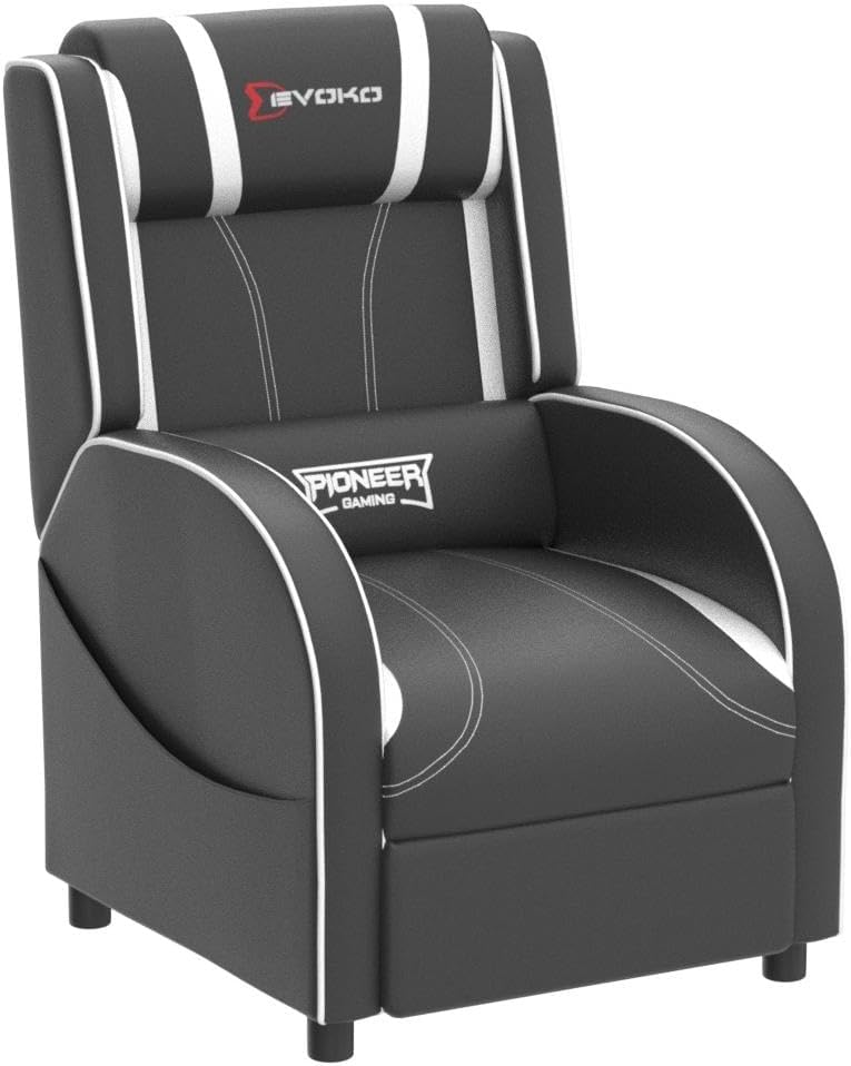 Devoko Massage Gaming Recliner Chair PU Leather Home Theater Seating Single Modern Living Room Sofa Recliners (Silver)