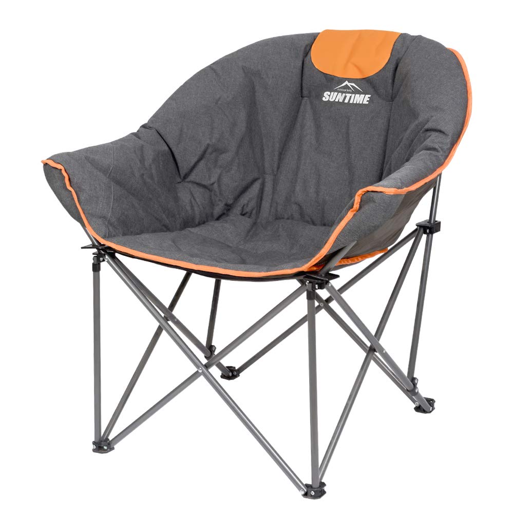 OUTDOOR LIVING SUNTIME Leisure Moon Folding Camping Chair Stable and Portable to Carry (Orange)