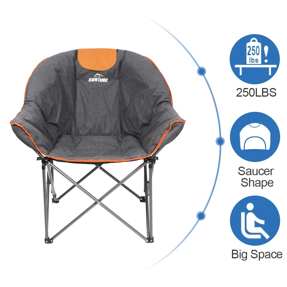 OUTDOOR LIVING SUNTIME Leisure Moon Folding Camping Chair Stable and Portable to Carry (Orange)