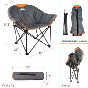 OUTDOOR LIVING SUNTIME Leisure Moon Folding Camping Chair Stable and Portable to Carry (Orange)