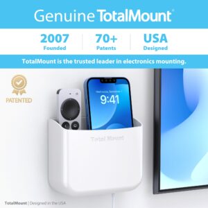 TotalMount Hole-Free Remote Holder – Eliminates Need to Drill Holes in Your Wall (for 2 or 3 Remote Controls – White – Quantity 1)