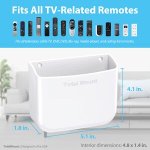 TotalMount Hole-Free Remote Holder – Eliminates Need to Drill Holes in Your Wall (for 2 or 3 Remote Controls – White – Quantity 1)