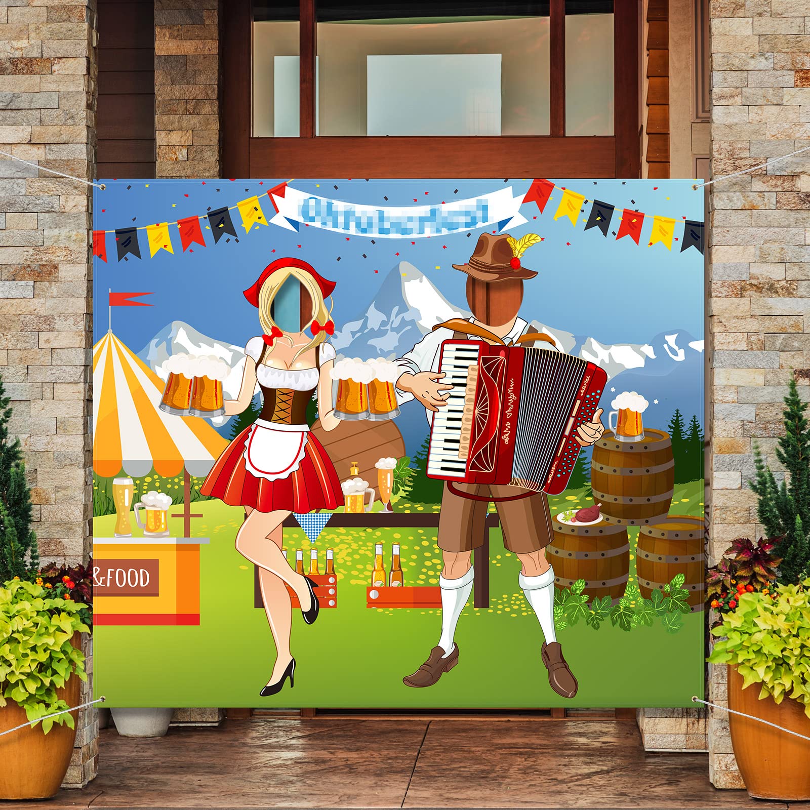 Oktoberfest Party Decorations Oktoberfest Photo Door Banner Backdrop Props, Large Fabric Photo Door Banner for Oktoberfest Party Decorations, Funny Oktoberfest Game Supplies, 5 x 4.3 ft