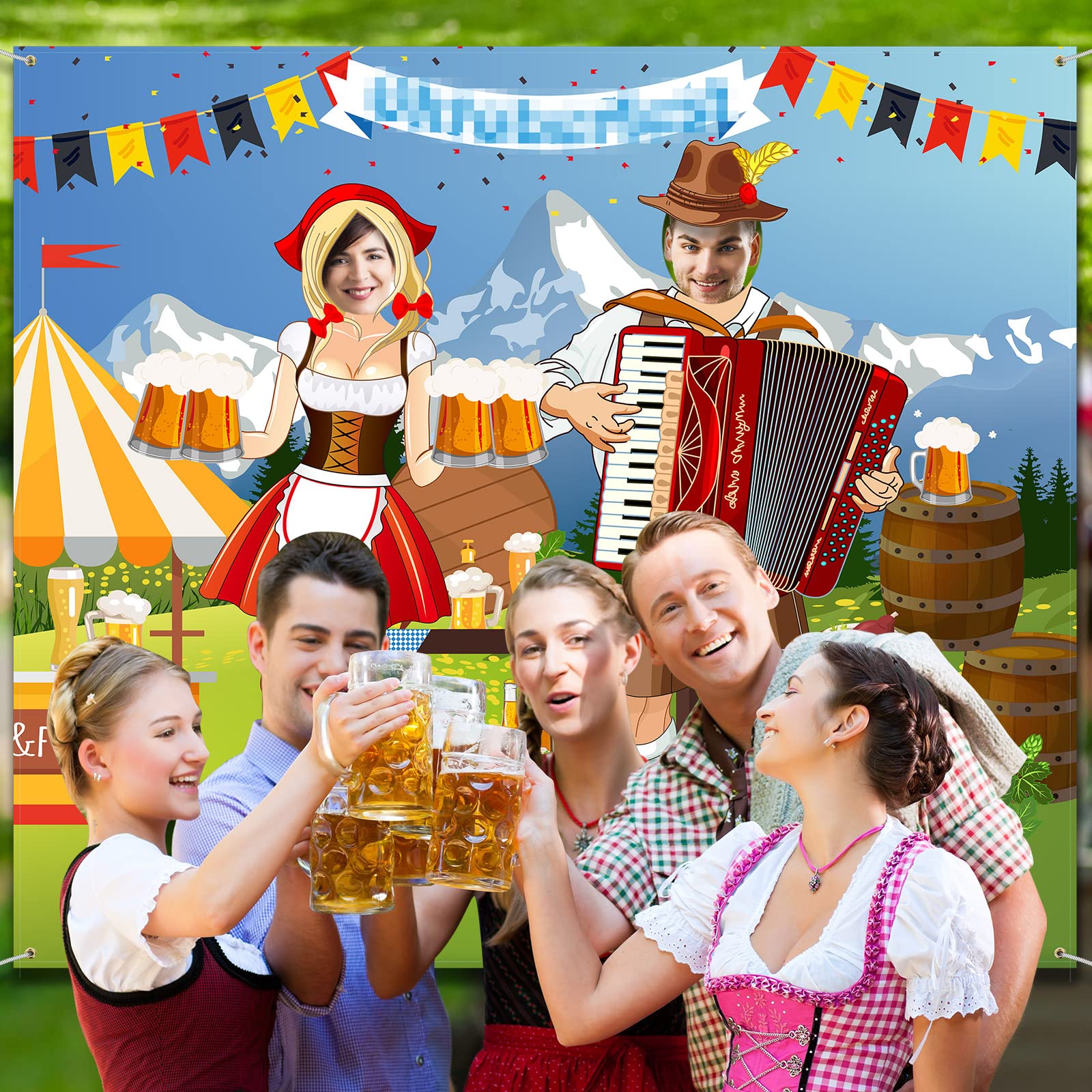 Oktoberfest Party Decorations Oktoberfest Photo Door Banner Backdrop Props, Large Fabric Photo Door Banner for Oktoberfest Party Decorations, Funny Oktoberfest Game Supplies, 5 x 4.3 ft