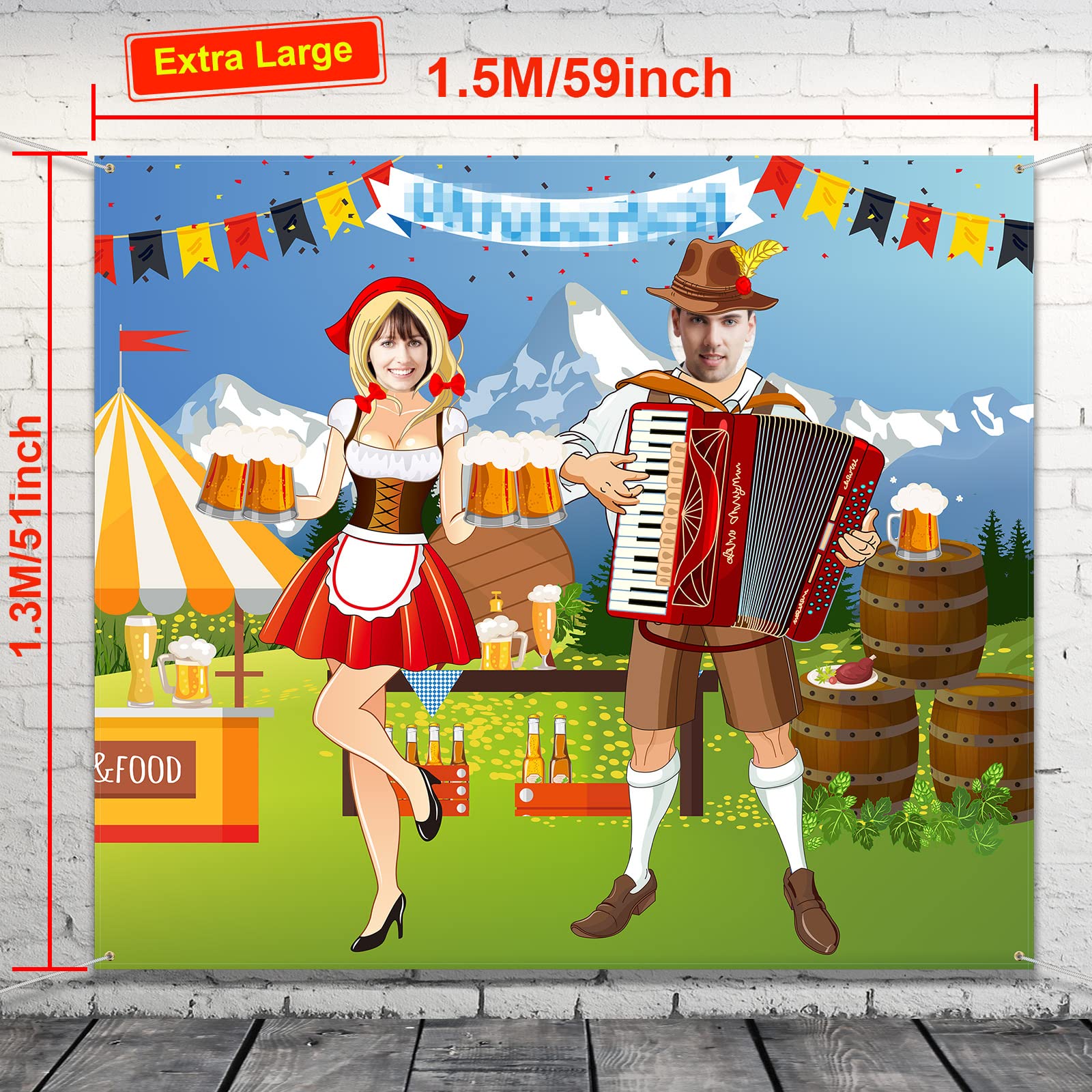 Oktoberfest Party Decorations Oktoberfest Photo Door Banner Backdrop Props, Large Fabric Photo Door Banner for Oktoberfest Party Decorations, Funny Oktoberfest Game Supplies, 5 x 4.3 ft