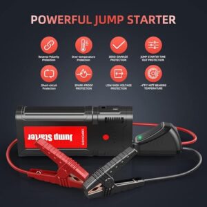 DBPOWER Jump Starter 2750A Peak 76.96Wh Portable Car Jump Starter (Up to 10L Gas/8L Diesel Engine) 12V Auto Battery Booster Pack with Smart Clamp Cables, Quick Charger, LED Light Jump Box