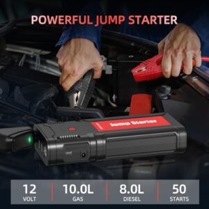 DBPOWER Jump Starter 2750A Peak 76.96Wh Portable Car Jump Starter (Up to 10L Gas/8L Diesel Engine) 12V Auto Battery Booster Pack with Smart Clamp Cables, Quick Charger, LED Light Jump Box