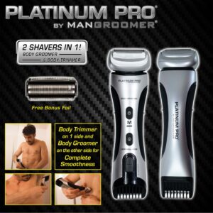 MANGROOMER - PLATINUM PRO New Body Groomer, Ball Groomer and Body Trimmer with Lithium Max Battery, Bonus Extra Foil and Storage Case!