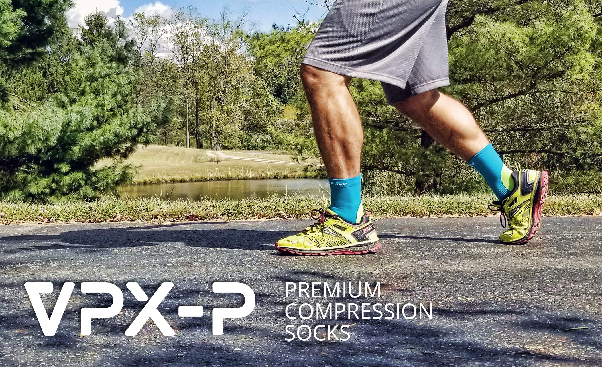 VPX4U Compression Cycling Socks For Men and Women - Performance Bike, Running & Mountain Bike Socks - Medias para Bicicletas-20-30 mmHg, Mid-Cut (Carolina Blue, Large-4)