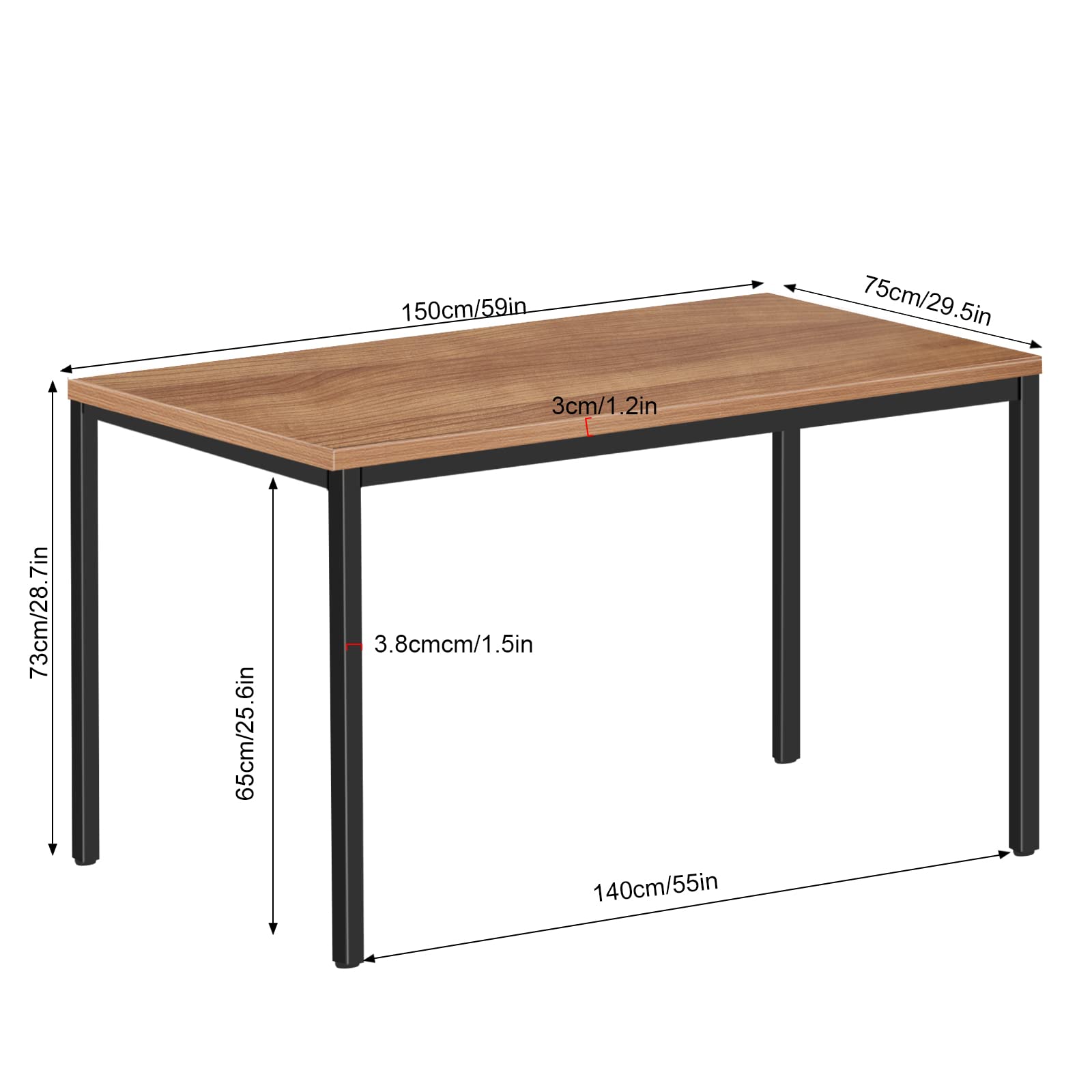 Bast Board 30x59 Inches - Brown Minimalist Desk for Home Office or Gaming