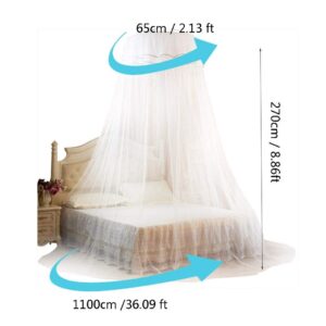 Pokerty Bed Mosquito Net, Breathable 360° Round Canopy Lace Princess Style Mosquito Net Bed Curtain Netting for Bedroom Decoration(White)