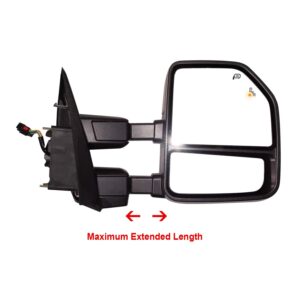 AERDM New towing mirror Power Heated Compatible with Ford Super Duty F-250 F-350 F-450 F-550 2017 2018 2019 Pickup Truck Replacement Extendable Towing with Turn Signal,Clearance and Auxiliary Lamp