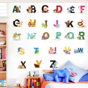 Finduat Alphabet Wall Stickers Decals, Removable Animal ABC Vinyl Wall Stickers for Home Room Kids Nursery Bedroom Living Room