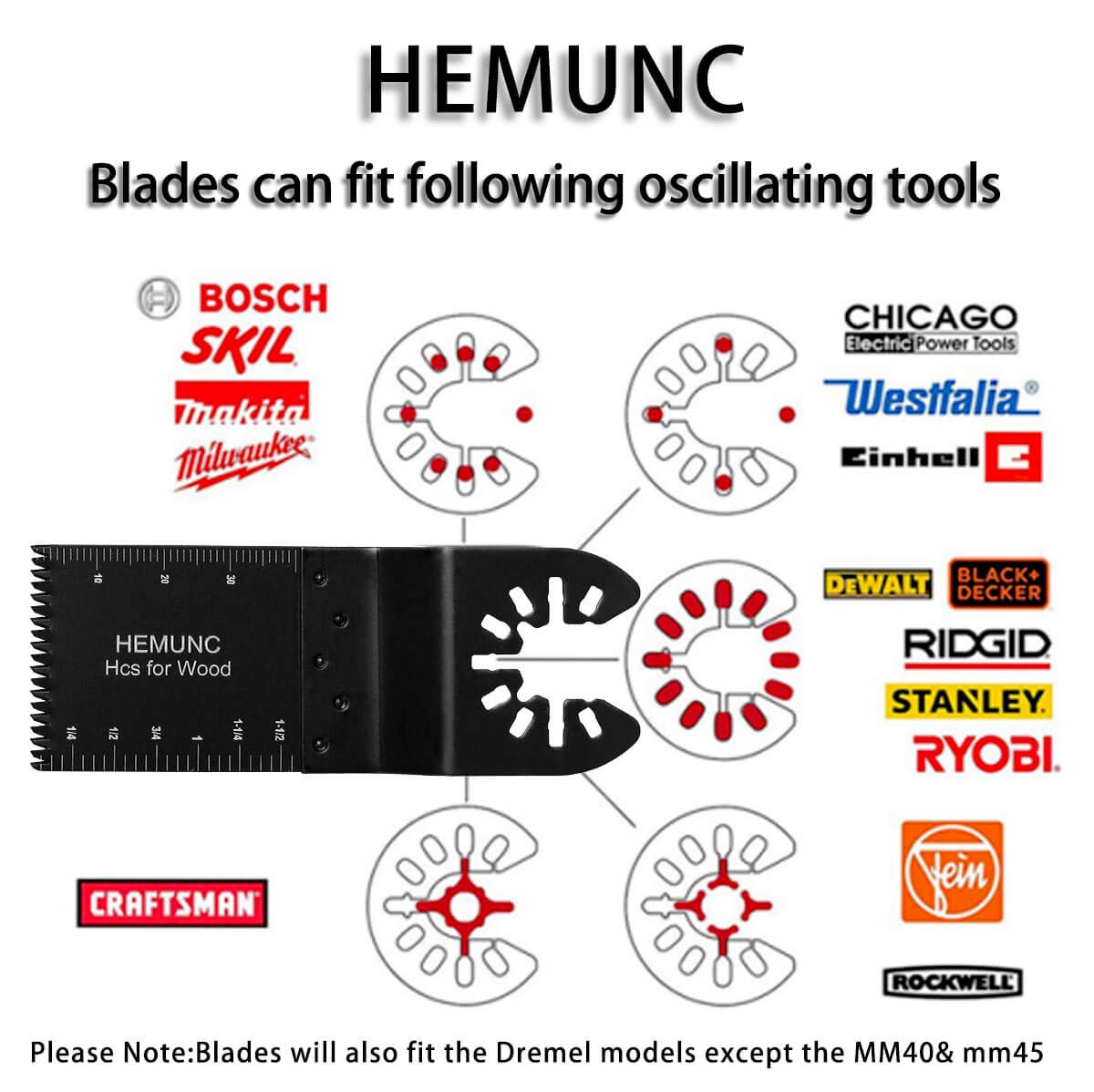 HEMUNC 64PC Oscillating Tool Blades, Oscillating Multitool Saw Blades Accessories Kit