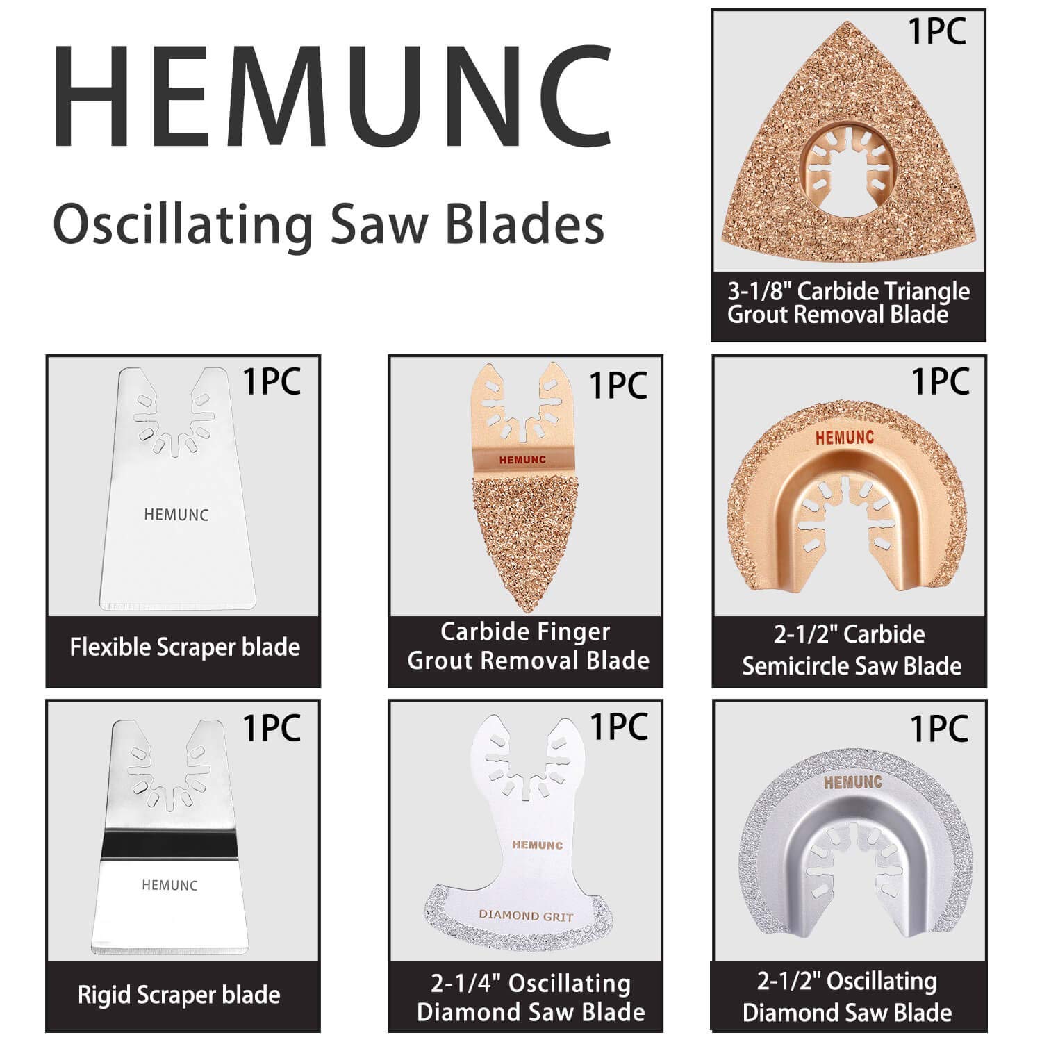 HEMUNC 64PC Oscillating Tool Blades, Oscillating Multitool Saw Blades Accessories Kit