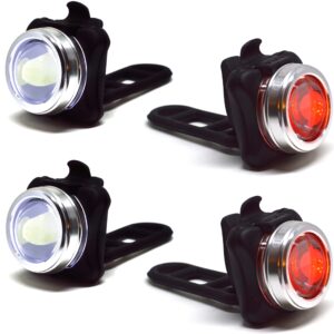 optiks 210 front & rear led bike light usb rechargeable compact (2 pack)