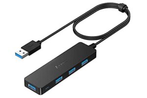 aceele usb hub 3.0 splitter with 4ft extension long cable cord, 4-port ultra-slim multiport expander for desktop computer pc, laptop, chromebook, flash drive data and more[charging not supported]