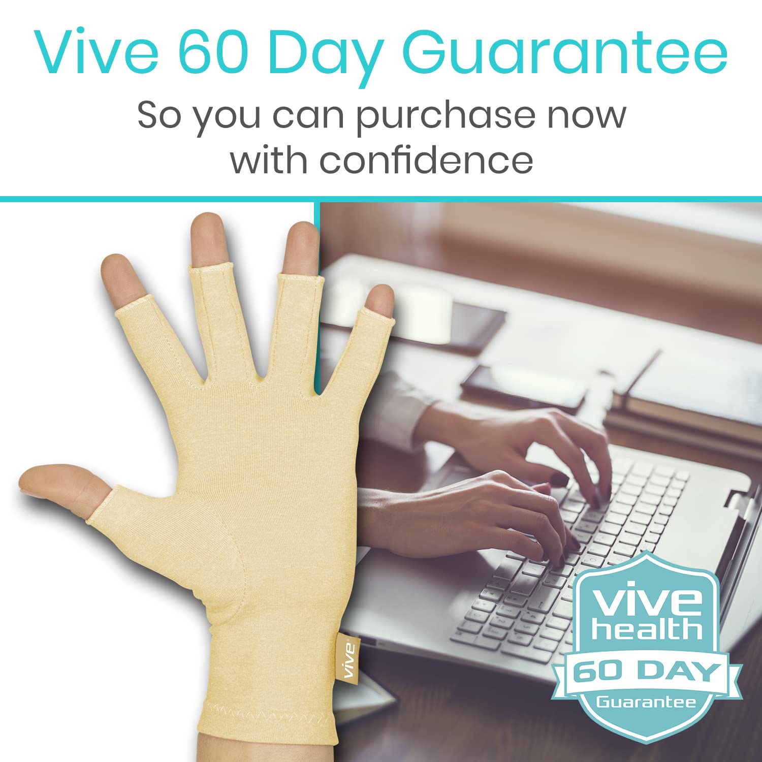 Vive Compression Arthritis Gloves - Comfortable Fit for Men and Women - Open Finger for Rheumatoid, Osteoarthritis