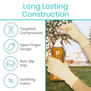 Vive Compression Arthritis Gloves - Comfortable Fit for Men and Women - Open Finger for Rheumatoid, Osteoarthritis