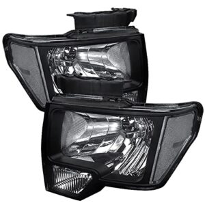 carpartsinnovate for 2009-2014 ford f150 f-150 replacement euro black headlights driving lamps pair