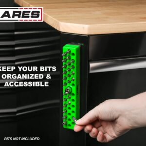 ARES 60013 - Green 37 Hole Hex Bit Organizer with Strong Magnetic Base - Keep Your Favorite Specialty, Drill, Tamper & Quick Change Bits Conveniently Organized and Accessible