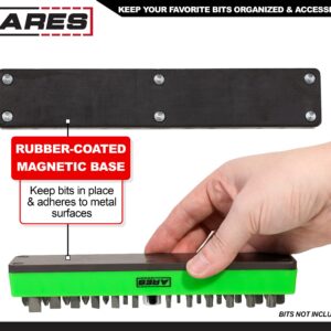 ARES 60013 - Green 37 Hole Hex Bit Organizer with Strong Magnetic Base - Keep Your Favorite Specialty, Drill, Tamper & Quick Change Bits Conveniently Organized and Accessible