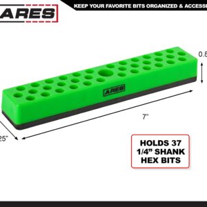 ARES 60013 - Green 37 Hole Hex Bit Organizer with Strong Magnetic Base - Keep Your Favorite Specialty, Drill, Tamper & Quick Change Bits Conveniently Organized and Accessible