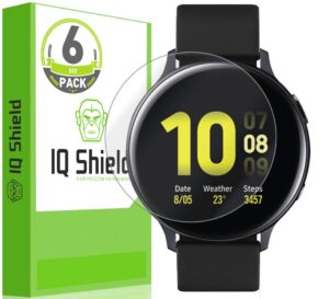 iqshield screen protector compatible with samsung galaxy watch active2 (44mm, 2019)(6-pack) liquidskin anti-bubble clear tpu film