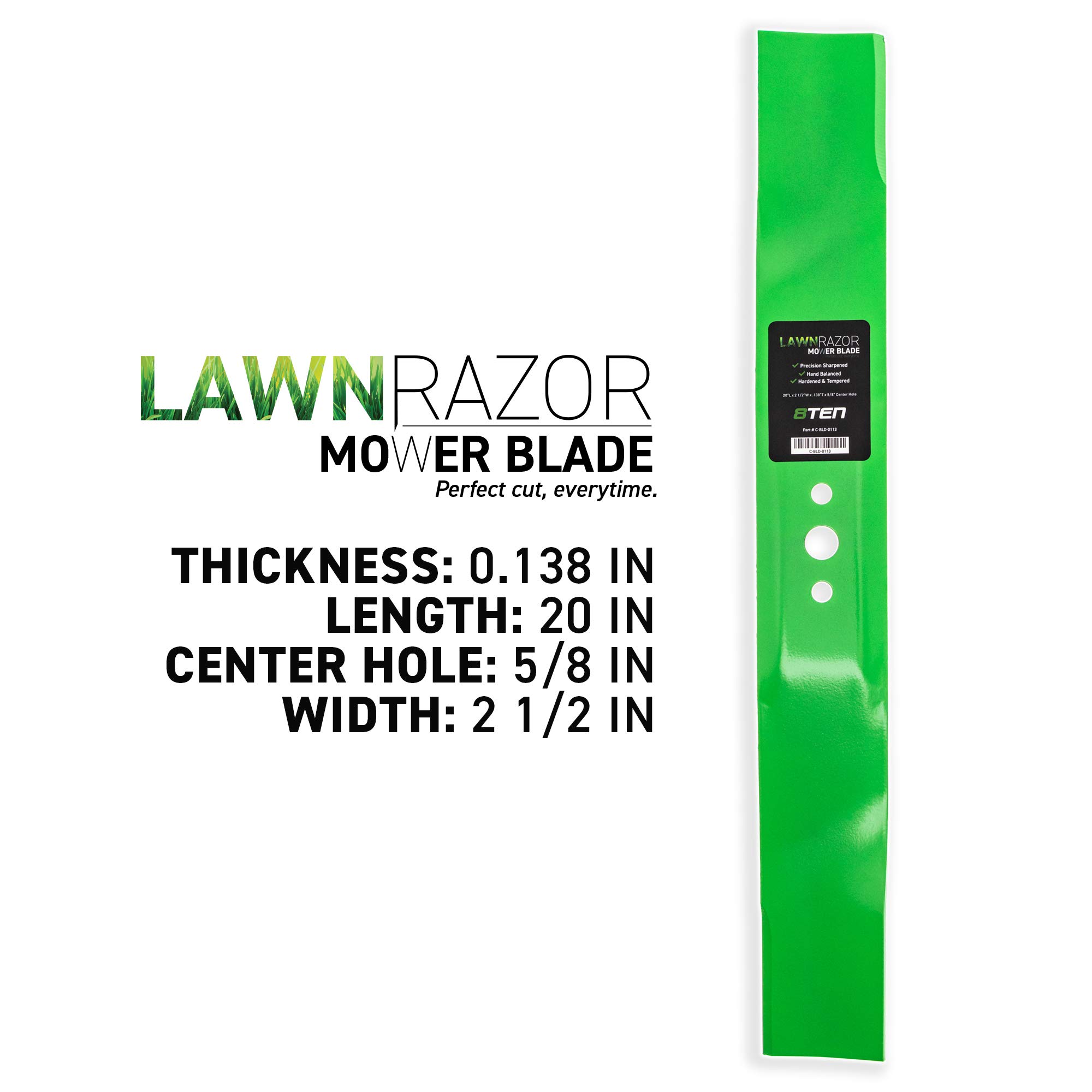 8TEN LawnRAZOR Mower Blade for Poulan Pro 20 inch Deck AYP Craftsman Husqvarna 850972 145106 532850972 532145106 (Low-Lift)