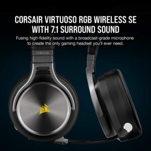 Corsair Virtuoso RGB Wireless SE Gaming Headset - High-Fidelity 7.1 Surround Sound with Broadcast Quality Microphone - Memory Foam Earcups - 20 Hour Battery Life Works w/ PC, MacOS, PS5 - Gunmetal