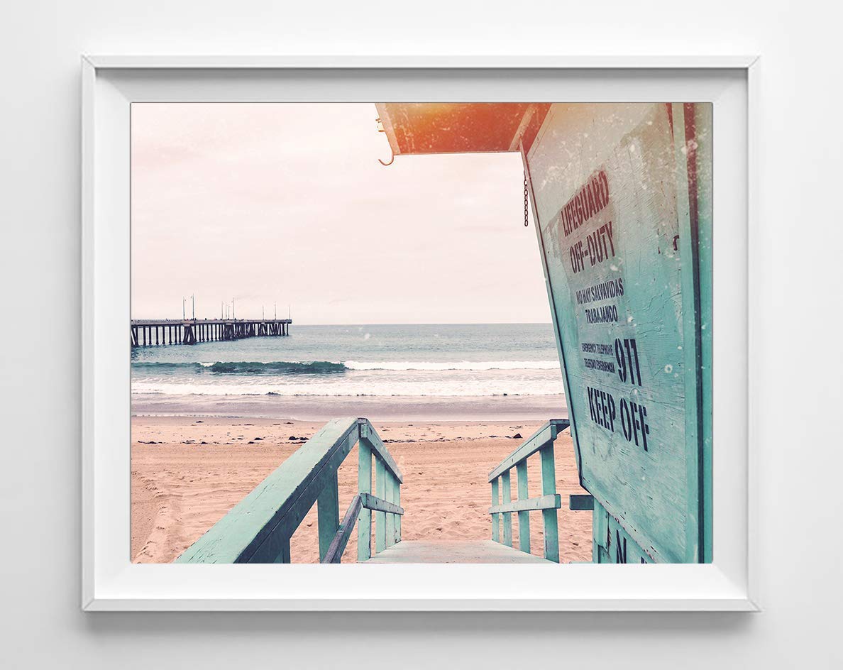 Venice Beach Photography Photographic Prints, Set of 4, Unframed, Lifeguard Stand, Downtown, Aerial Art Decor Poster Sign, 8x10