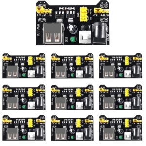 aoicrie 10pcs 3.3v 5v power supply module for mb102 102 prototype breadboard dc 6.5-12v or usb power supply module