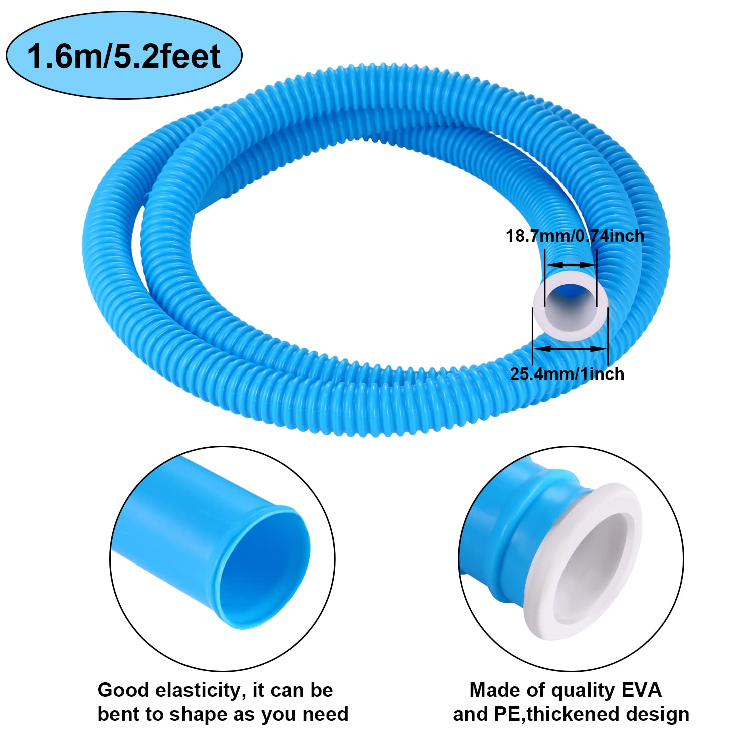 BBTO 3/5 Inch AC Drain Hose Connector Elbow Fitting with Rubber Ring for Mini-Split Units and Window AC Unit and Air Conditioner Drain Hose with 5.2 Feet Long