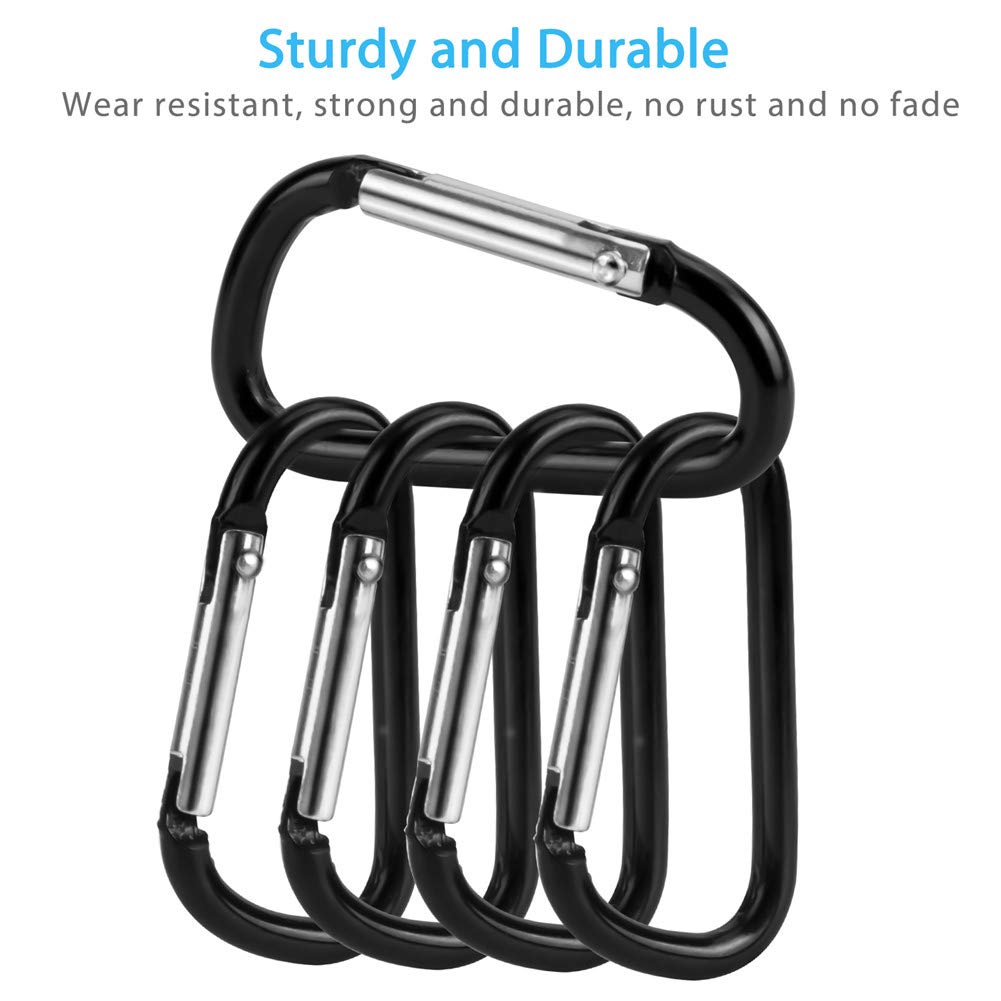 20PCS Mini 1.85"/4.7CM Aluminum Carabiners with 10PCS Nickel Metal Key Rings Lightweight D Shape Keychain Clips Small Multipurpose Carabiner Buckles for Indoor Outdoor Use